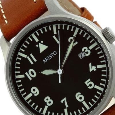 Aristo 3H84 Quartz Aviator Style Watch with Sandblasted Case