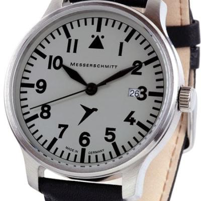 Messerschmitt Fliegeruhr Watch with Black Leather Strap