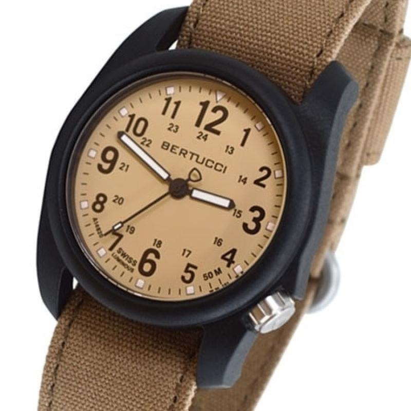 Bertucci DX3 Canvas Polycarbonate Unibody Watch, Sahara Comfort Band, Patrol Khakiâ¢ Dial