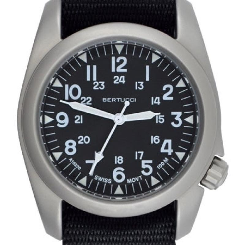Bertucci A-2S Vintage with Swiss Movement, Black Dial, 40mm Stainless Steel Case