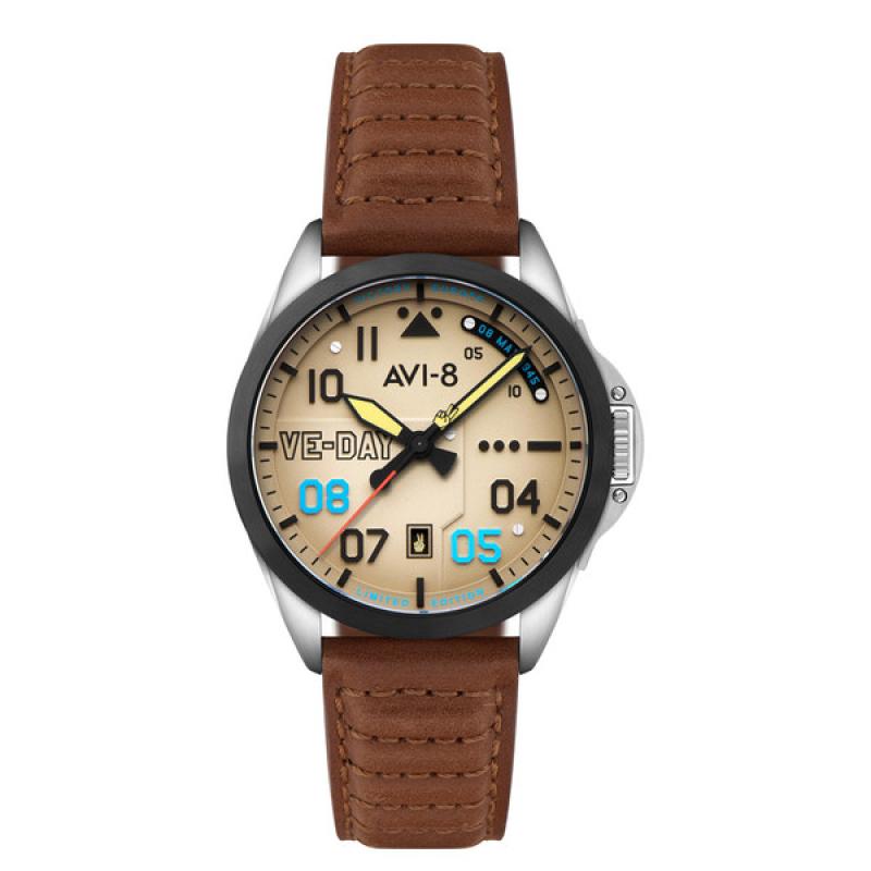 AVI-8 P-51 Mustang Patriot VE-Day 80th LE Victory Cream Watch
