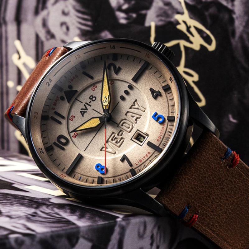 AVI-8 Hawker Hurricane VE-Day 80th LE Vanguard Beige Watch
