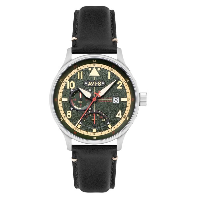 AVI-8 McKellar Dual Time Watch with Green Dial