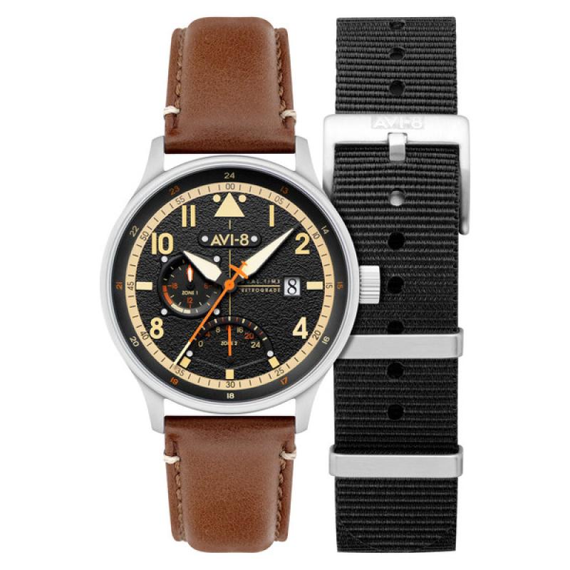 AVI-8 McKellar Dual Time Watch with Black Dial