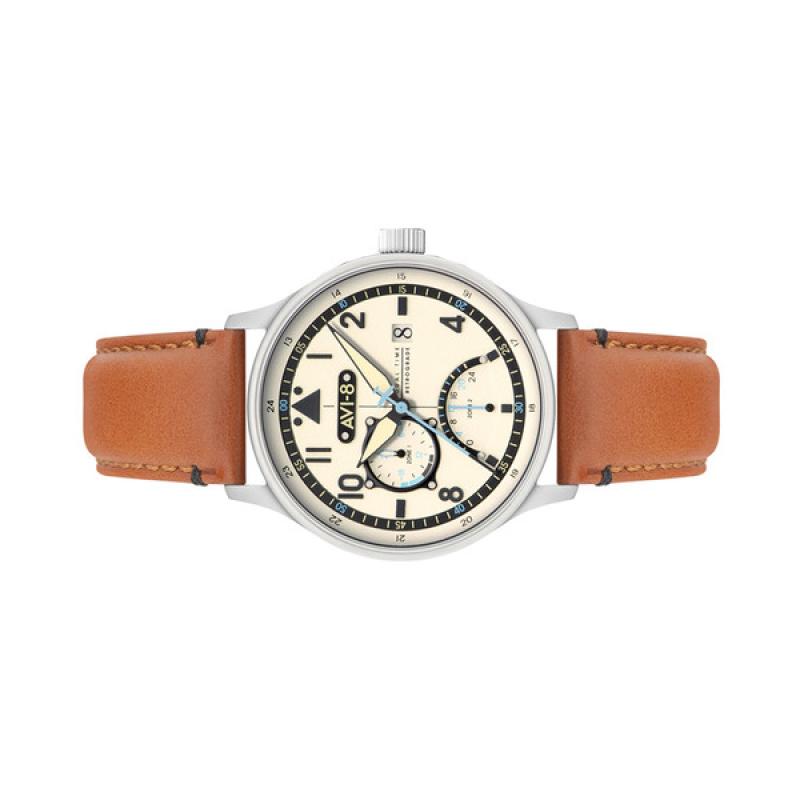 AVI-8 McKellar Dual Time Watch with Ivory Dial
