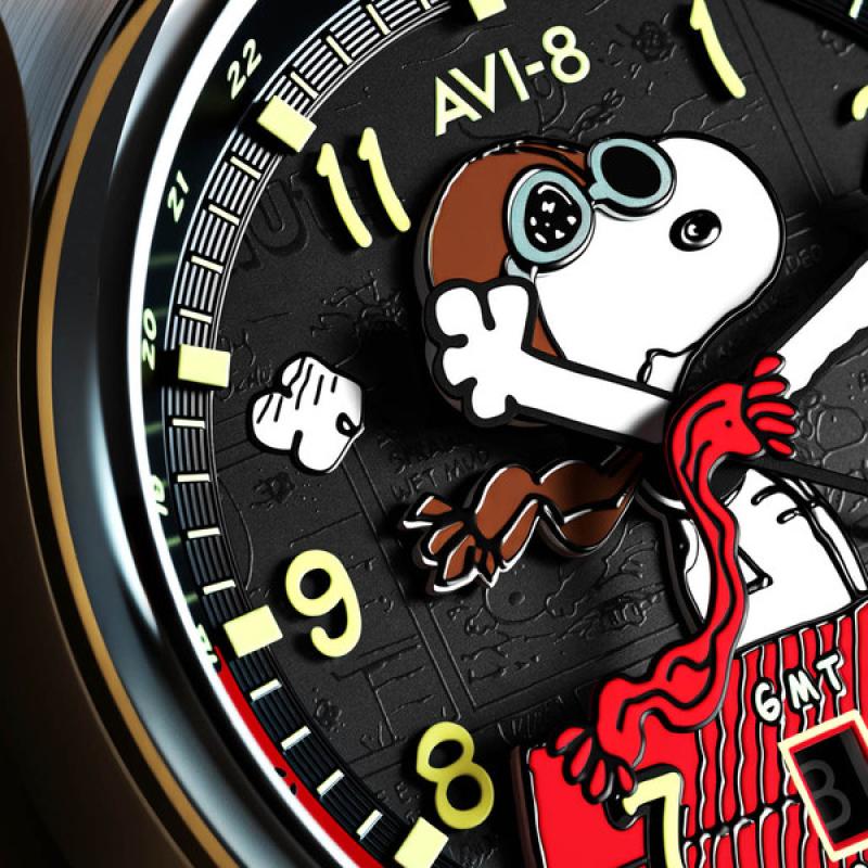 AVI-8 x Peanuts Snoopy Flying Ace GMT Automatic in Doghouse Red