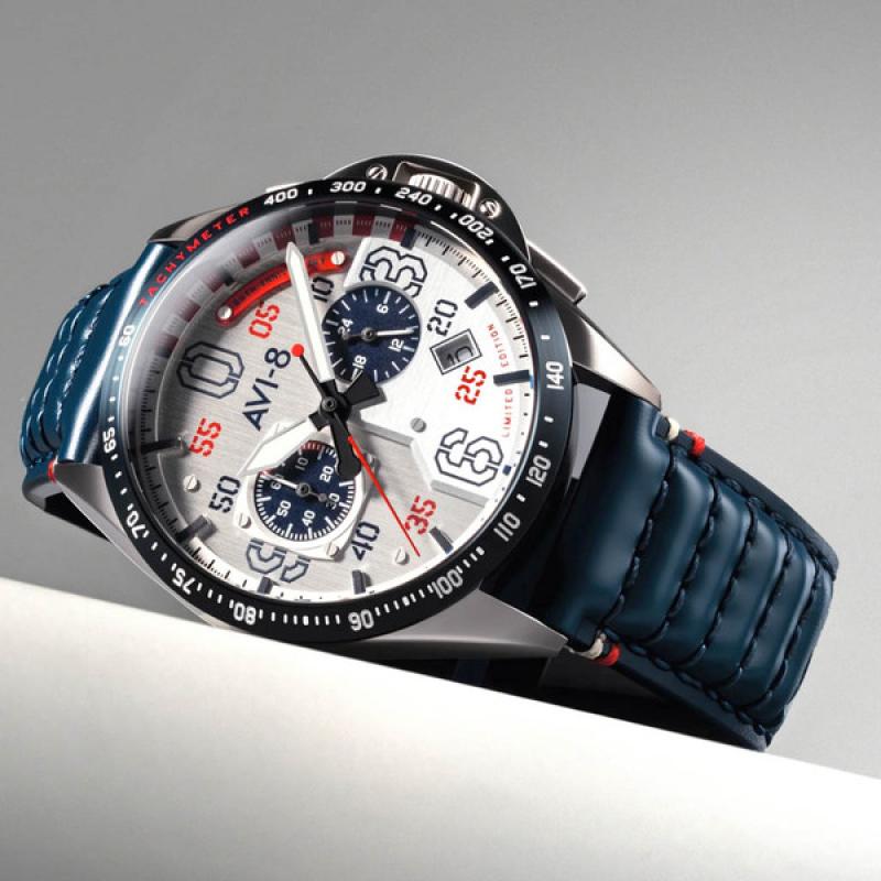 AVI-8 P-51 Mustang 85th Anniversary Slipstream Silver Watch