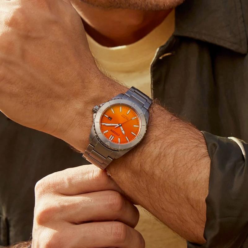Citizen Brycen Super Titanium Orange Sunray Dial