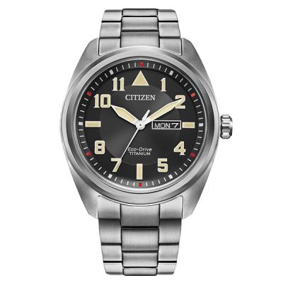 Citizen Eco-Drive Garrison Titanium Watch with Black Dial and Titanium Bracelet
