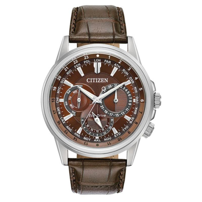 Citizen Calendrier 44mm Eco-Drive World Time Watch with Brown Dial
