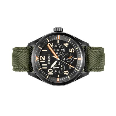Citizen Eco-Drive Garrison Watch with Black Dial and Green Cordura Strap