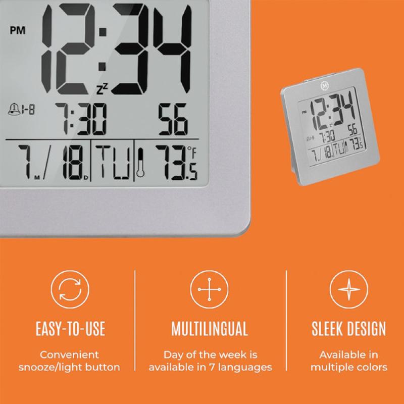 Marathon Desktop Clock with Calendar, Temperature, Alarm