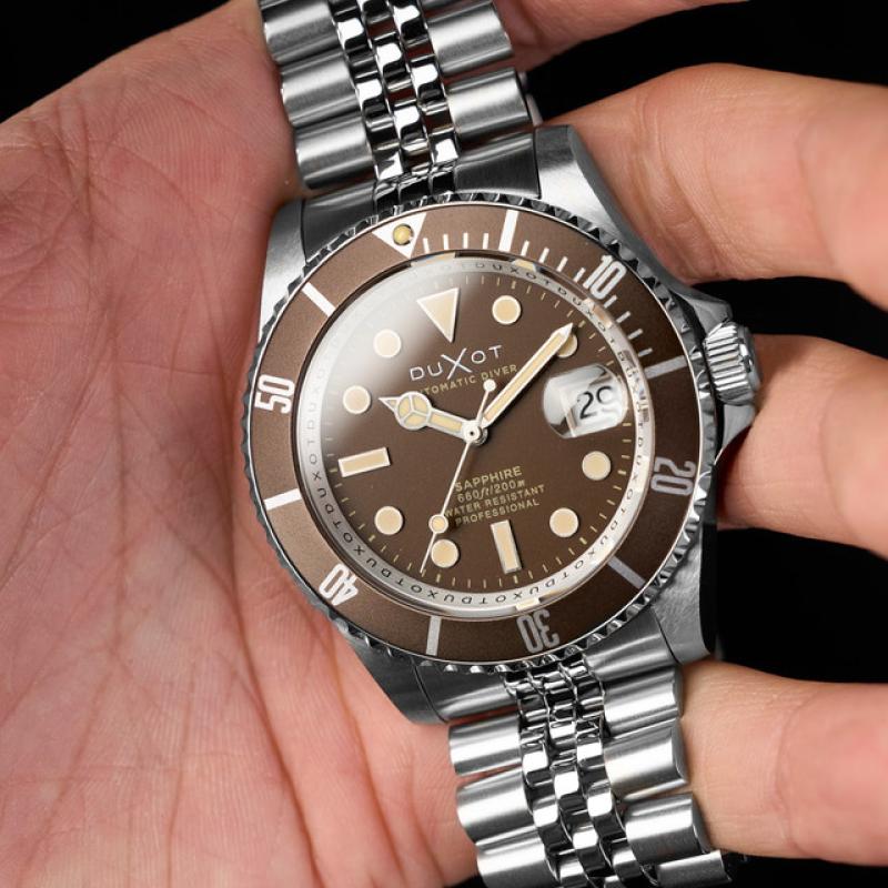 Duxot Atlantica Automatic Dive Watch with Chestnut Brown Dial