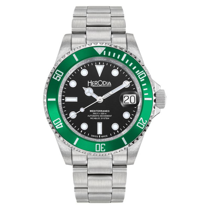 Herodia Mediterraneo Swiss Automatic Dive watch with Black Dial