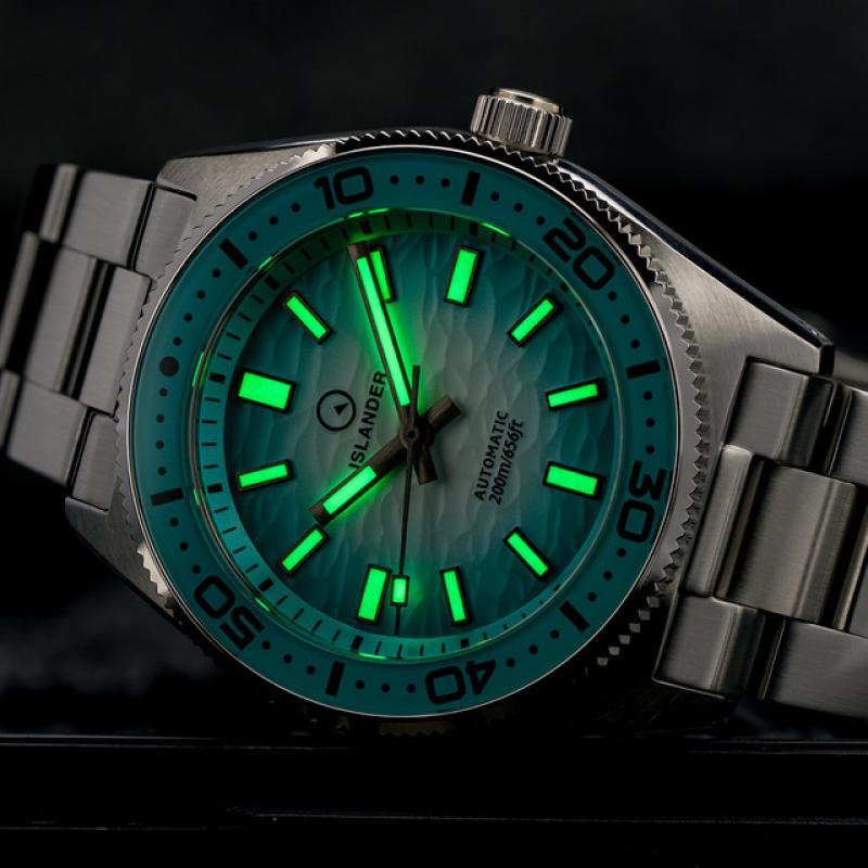 Islander Northport 37mm Automatic Watch with White and Ocean Blue Ripple Fume Dial