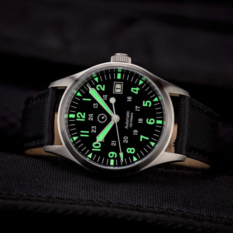 Islander Mitchel Automatic Field Watch with Nylon Weave Strap and an AR Sapphire Crystal