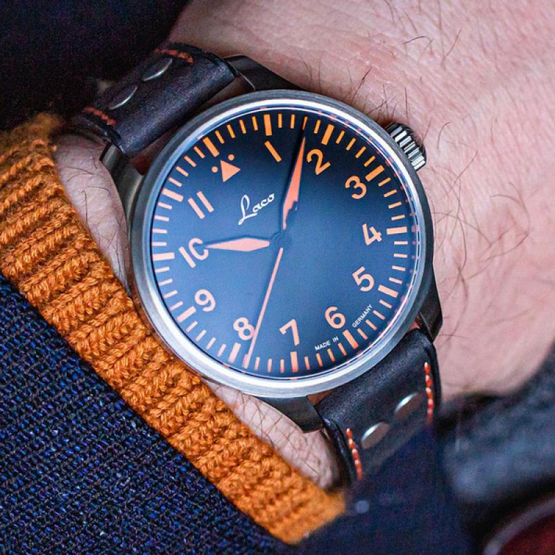 Laco 39mm Neapel Type A Dial Automatic Pilot Watch with Sapphire Crystal