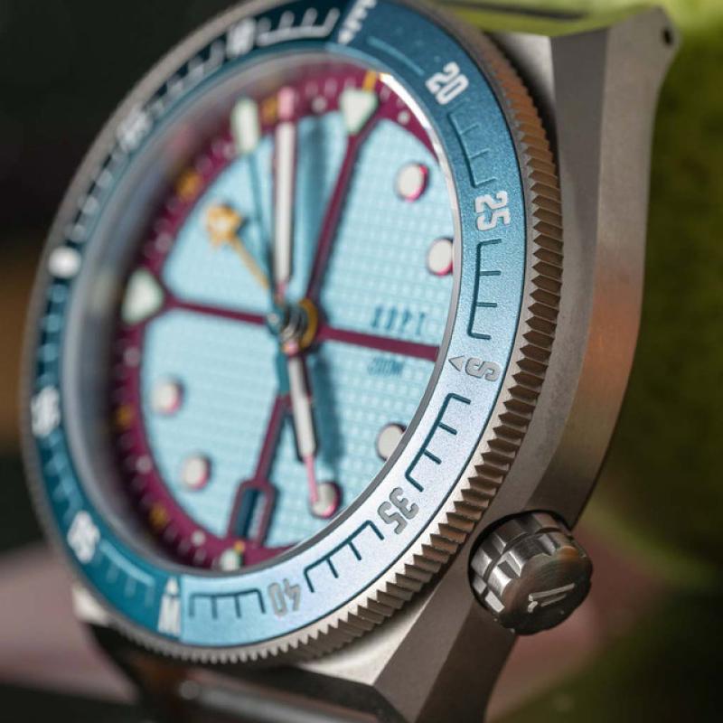 ADPT Series 1 GMT Titanium Field Watch with Aqua Berry Dial #ADPT-DT-AB