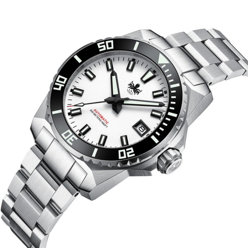Phoibos Leviathan 40 Automatic Dive Watch with White Dial