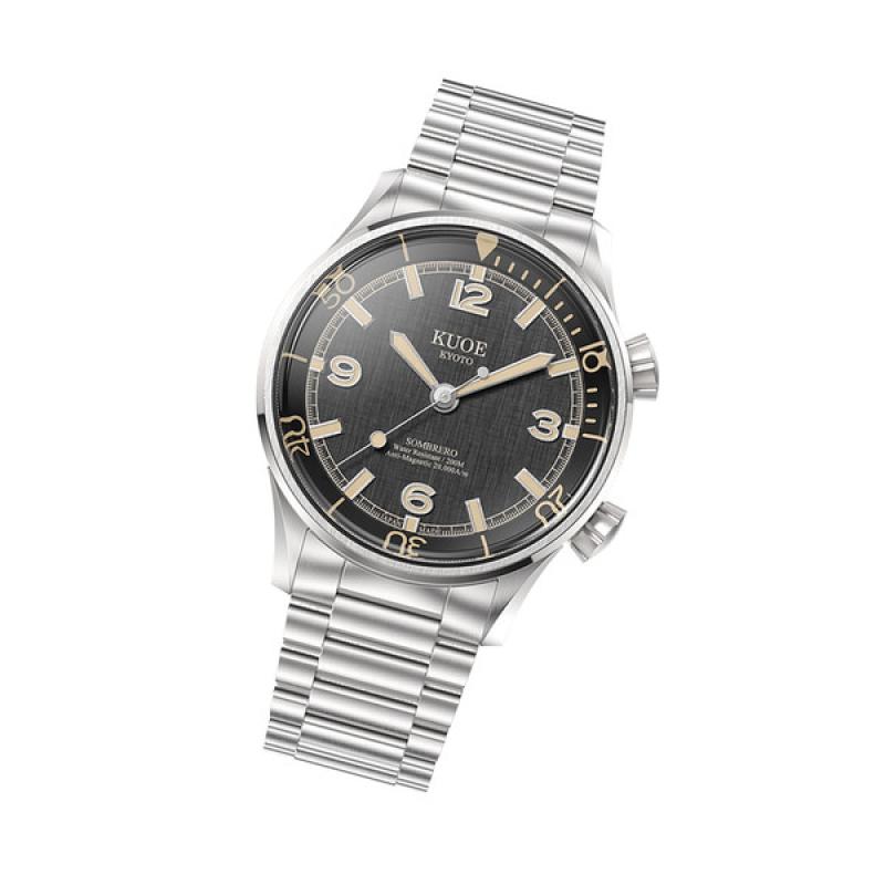 KUOE Sombrero 90-011 Black Linen Textured Dial Watch