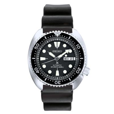 Seiko Turtle Prospex Automatic Dive Watch with Black Dial and Black Silicone Dive Strap
