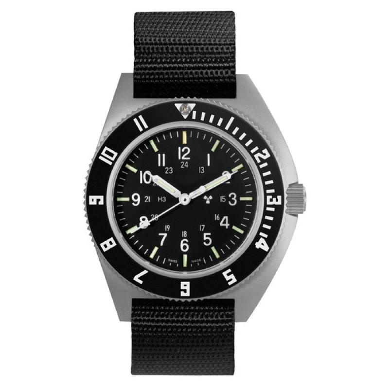 Marathon Swiss 41mm Steel Navigator (no date) with Tritium Tubes on Ballistic Strap